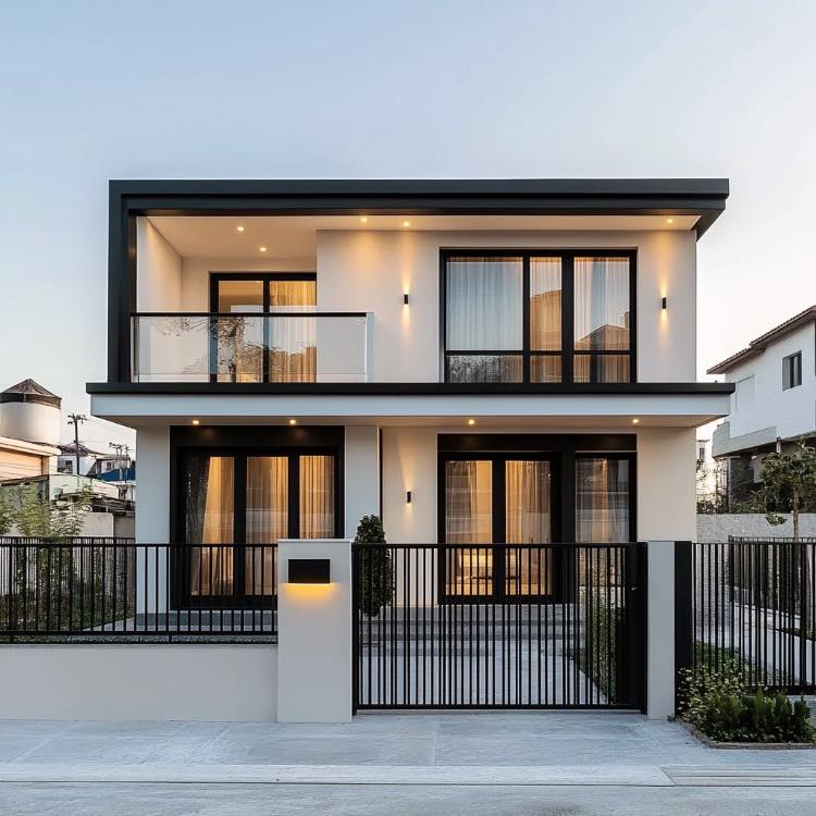 phối cảnh 3d nhà 2 tầng 9x13m hiện đại đơn giản chi phí thấp 