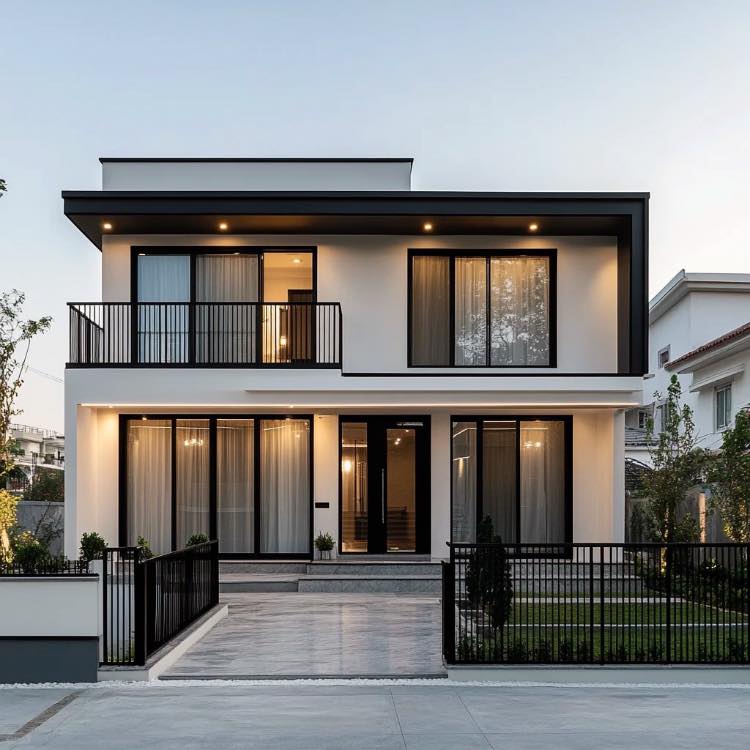 mẫu nhà 2 tầng diện tích 9x13m mái bằng đẹp 