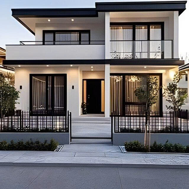 mẫu nhà 2 tầng 9x13m mái bằng đẹp phong cách tối giản đảm bảo công năng khoa học