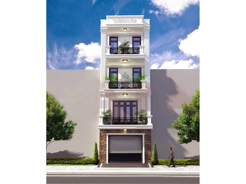 Báo giá công trình nhà 4 tầng 40m2 có gara tiện lợi