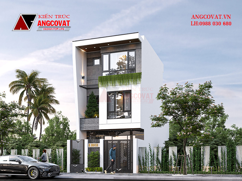 Hình ảnh 3D thiết kế nhà 3 tầng 40m2