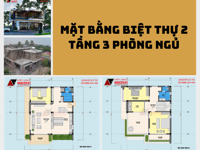 Thiết kế mặt bằng biệt thự 2 tầng đẹp 