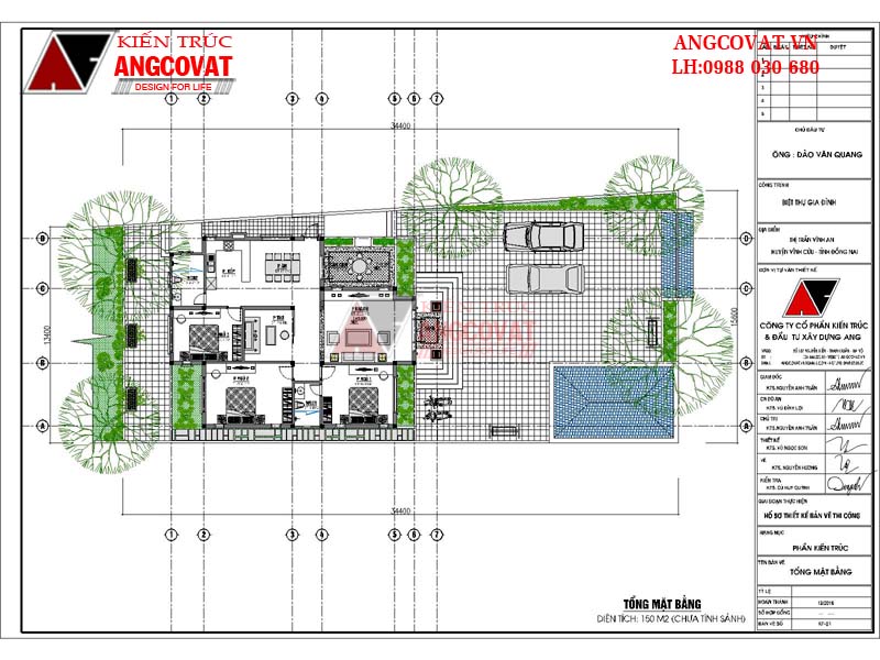 bản vẽ thiết kế nhà 1 tầng mái nhật 3 phòng ngủ diện tích 150m2