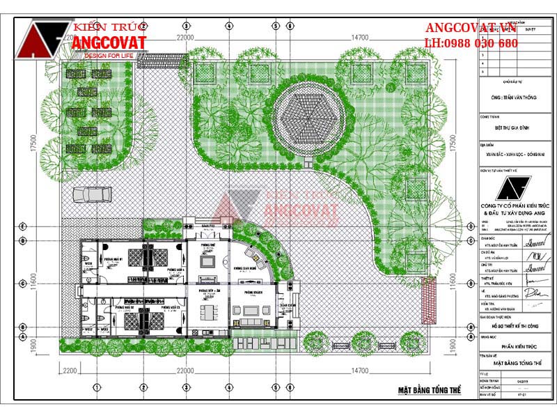 Quy hoạch mẫu nhà biệt thự mái nhật 1 tầng diện tích 230m2 trên đất rộng hình vuông