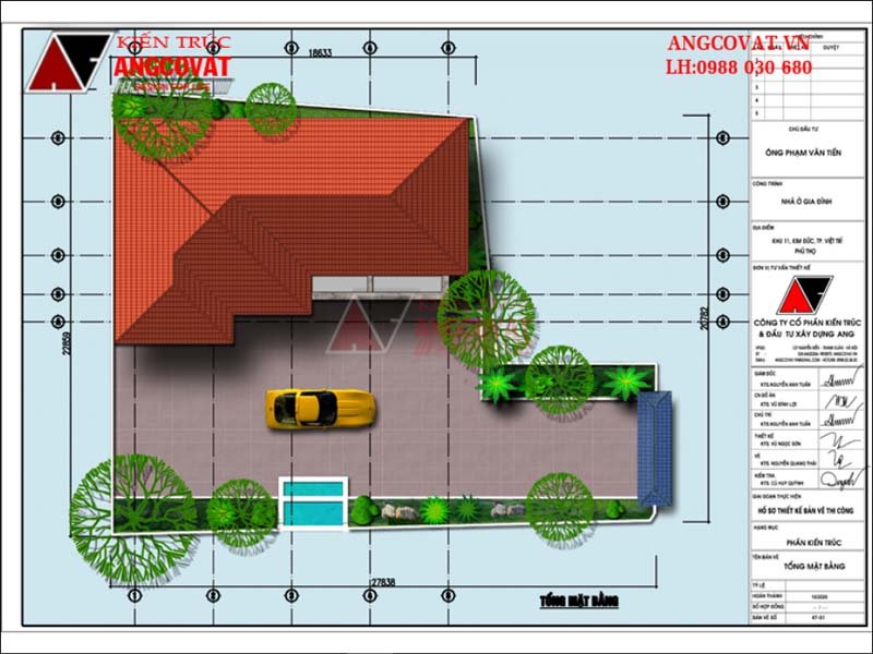 Thiết kế quy hoạch mặt bằng nhà 1 tầng mái nhật trên lô đất hình chữ L thoáng đãng