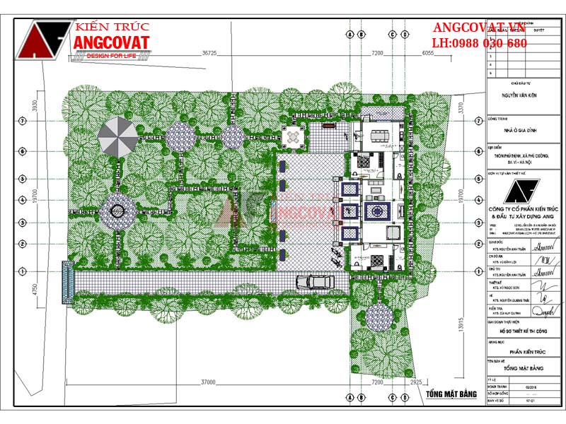 Thiết kế quy hoạch mẫu bản vẽ nhà 1 tầng mái nhật trên lô đất rộng và thoáng mát ở nông thôn