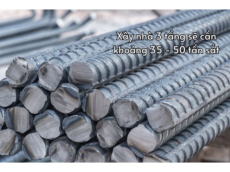 Xây nhà 3 tầng hết bao nhiêu tấn sắt?