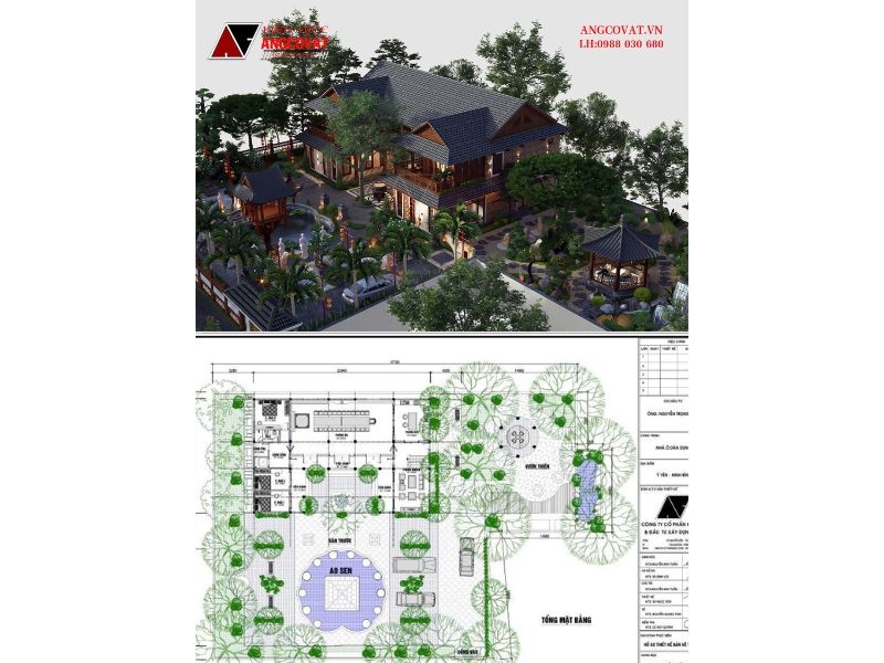 Nhà vườn cấp 4 có sân vườn truyền thống