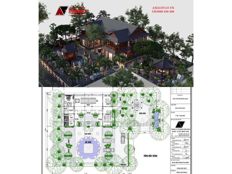 Nhà vườn ở vùng nông thôn có sân rộng và thoáng