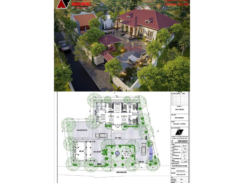 Mẫu&nbsp;nhà 1 tầng mái Nhật đẹp ở nông thôn