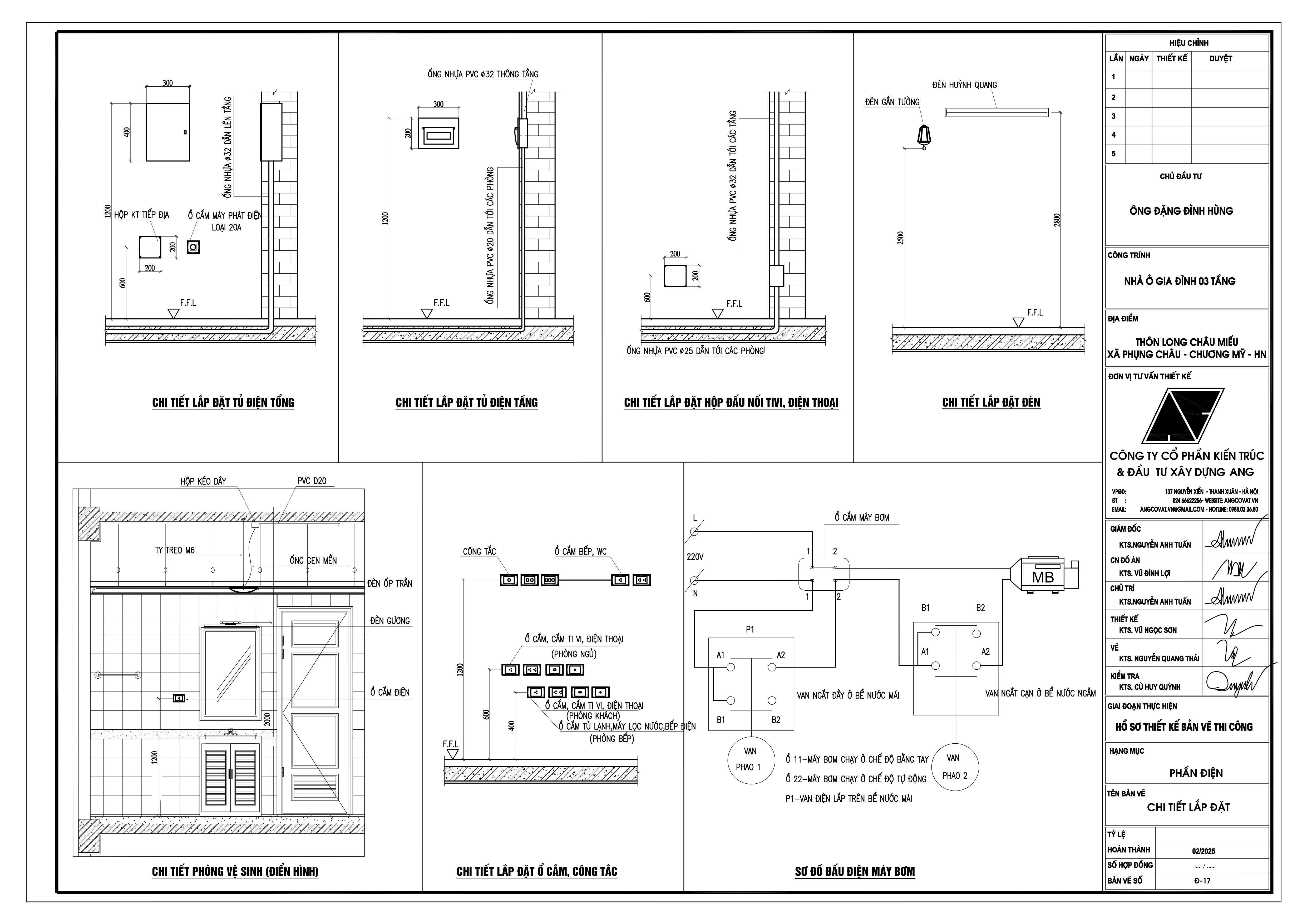 bản vẽ điện nước nhà  2 tầng mái nhật