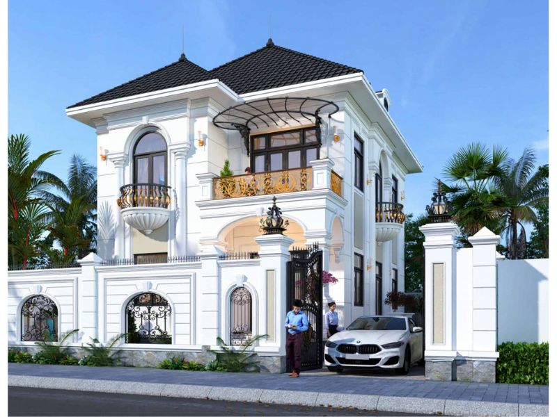 Biệt thự tân cổ điển 2 tầng mái Nhật chi phí 1 tỷ phần thô 