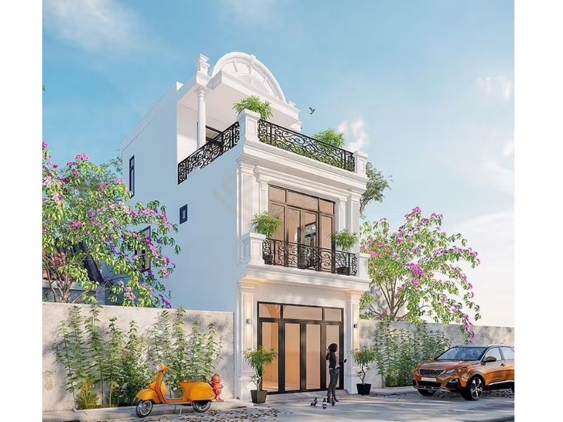 Mẫu nhà tân cổ điển 2 tầng 1 tum đẹp 