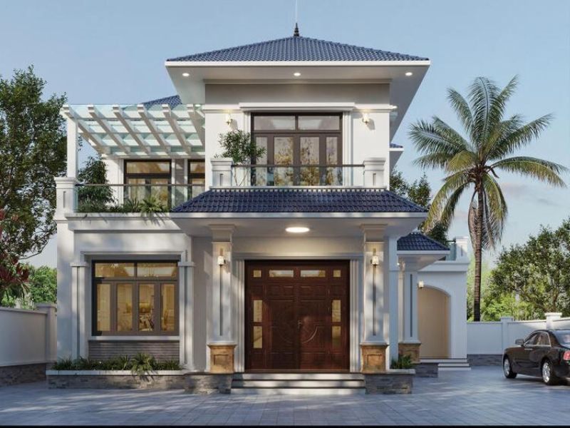 Nhà mái Nhật 2 tầng kiến trúc tân cổ điển