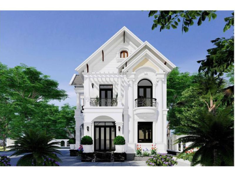Biệt thự 2 tầng 8x10m sử dụng hệ mái thái