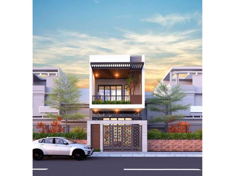Nhà 2 tầng phong cách hiện đại mặt tiền 8m