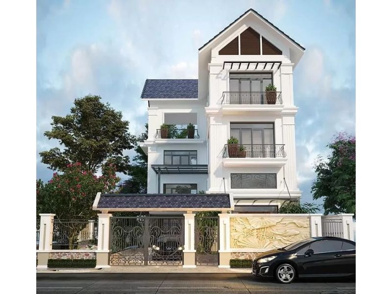 Thiết kê nhà 3 tầng tân cổ mái Thái 80m2 ngân sách dưới 2 tỷ 