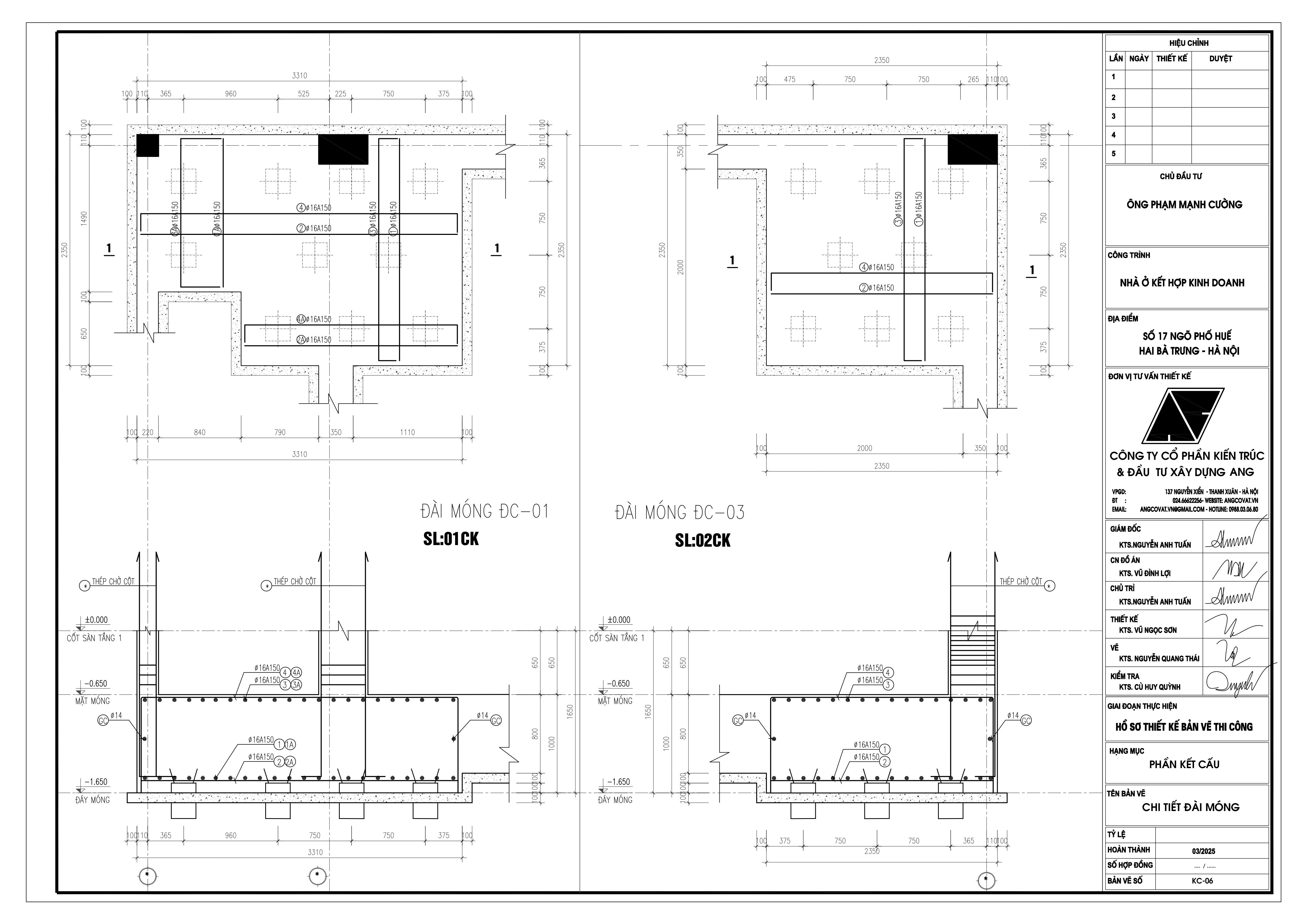 Bản vẽ móng cọc nhà 7 tầng