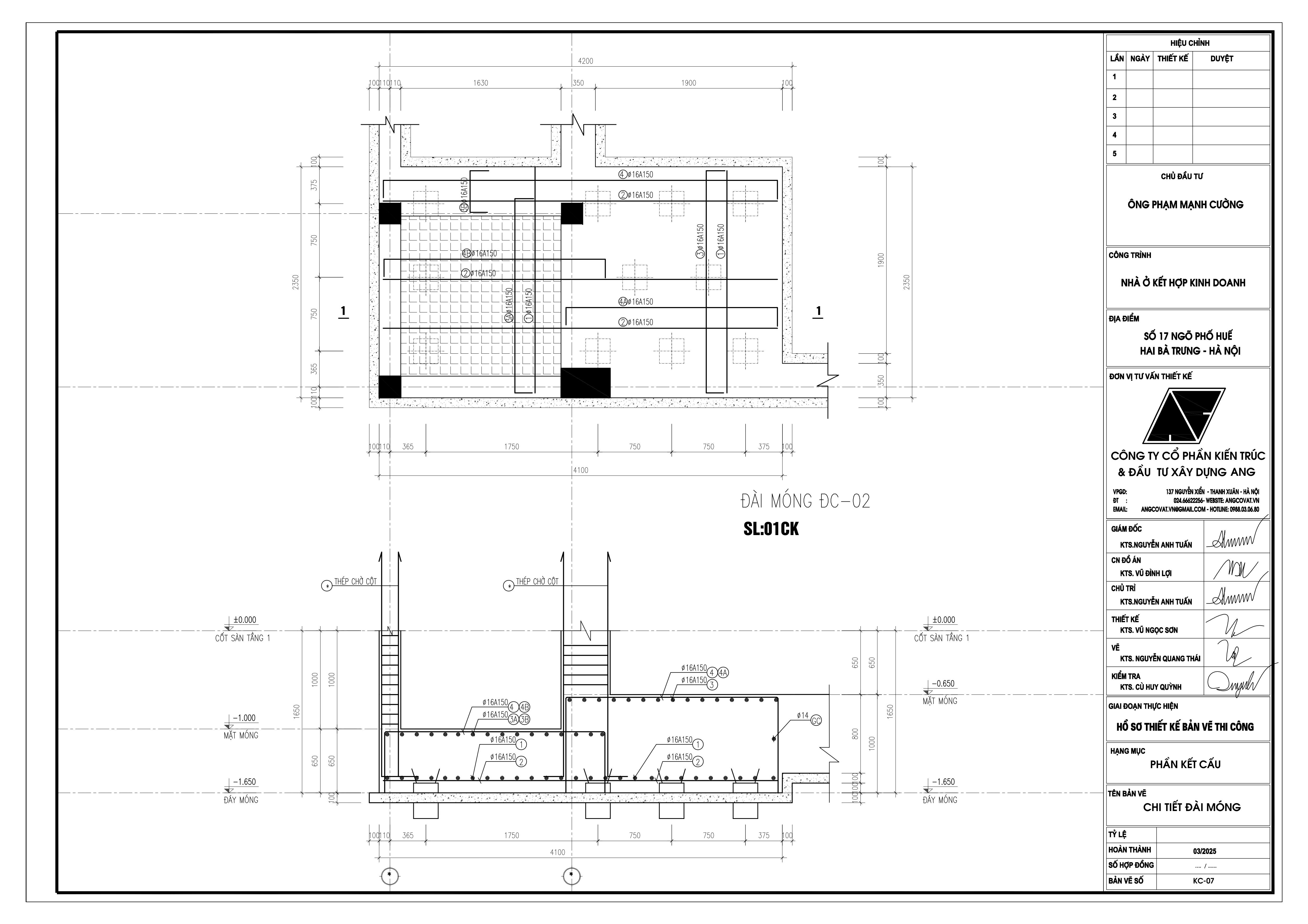 Bản vẽ móng cọc nhà 7 tầng