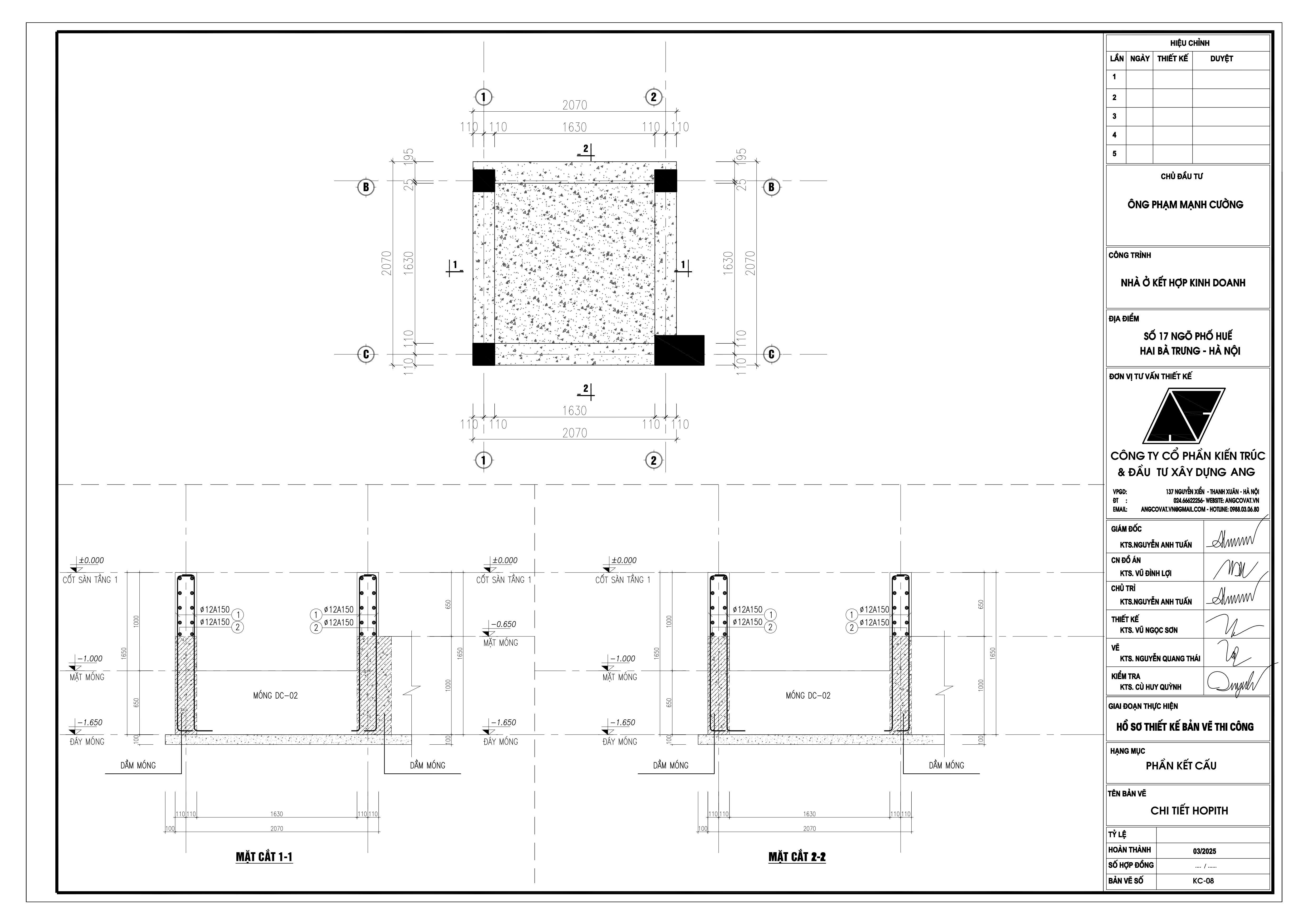 Bản vẽ móng cọc nhà 7 tầng