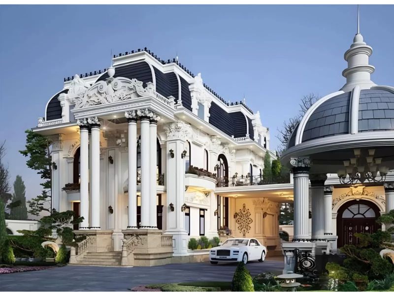 Nhà biệt thự 2 tầng sử dụng mái Mansard