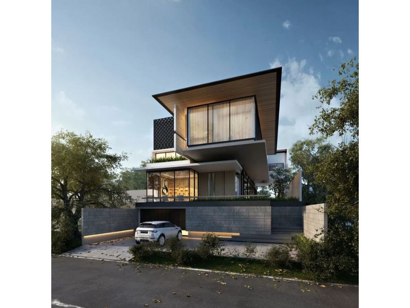 Nhà biệt thự 3 tầng diện tích 100m2 mái bằng