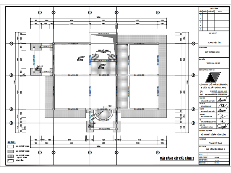 Cách đọc bản vẽ thiết kế nhà đối với mặt bằng kết cấu tầng 2