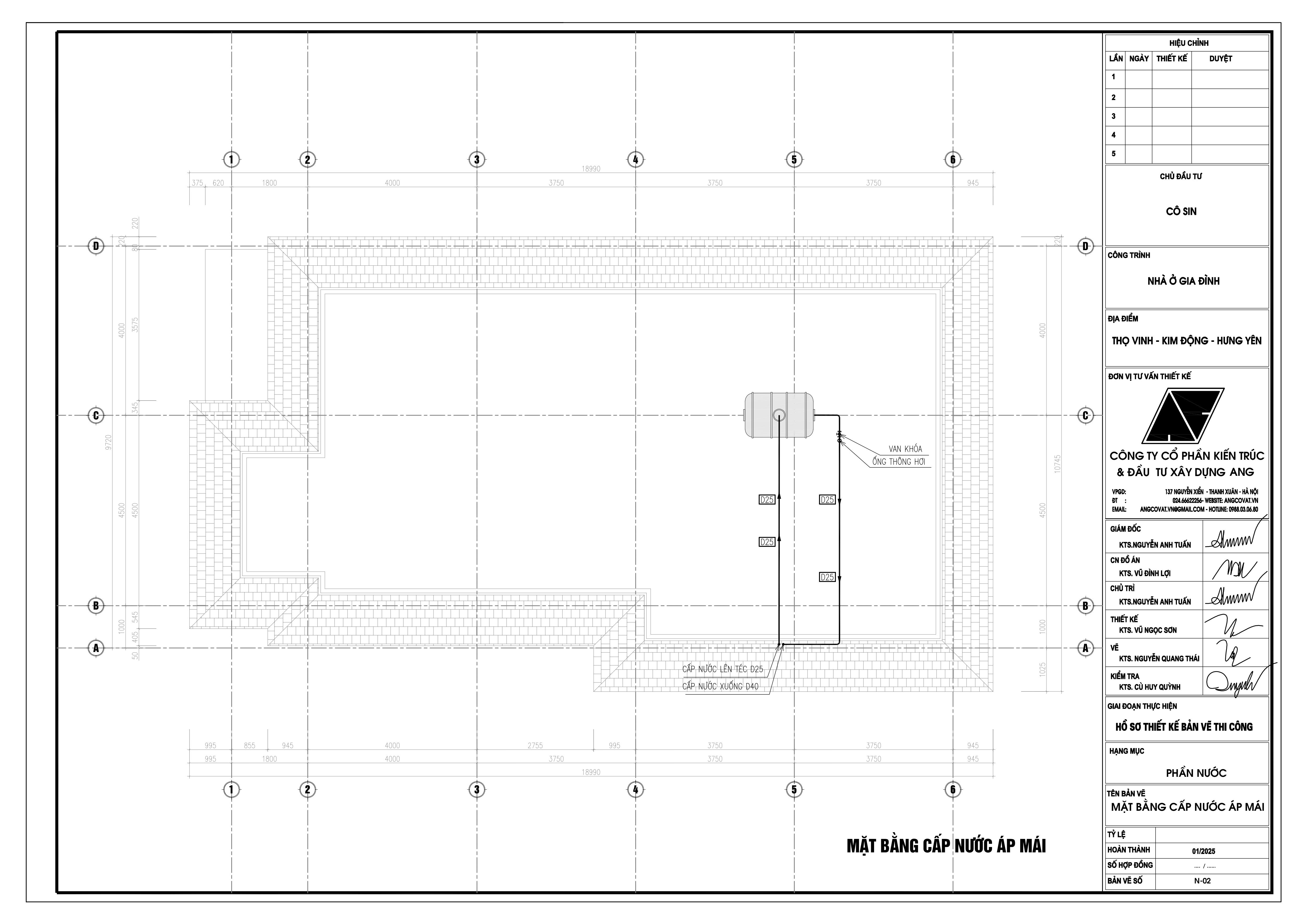 Mặt bằng cấp nước áp mái