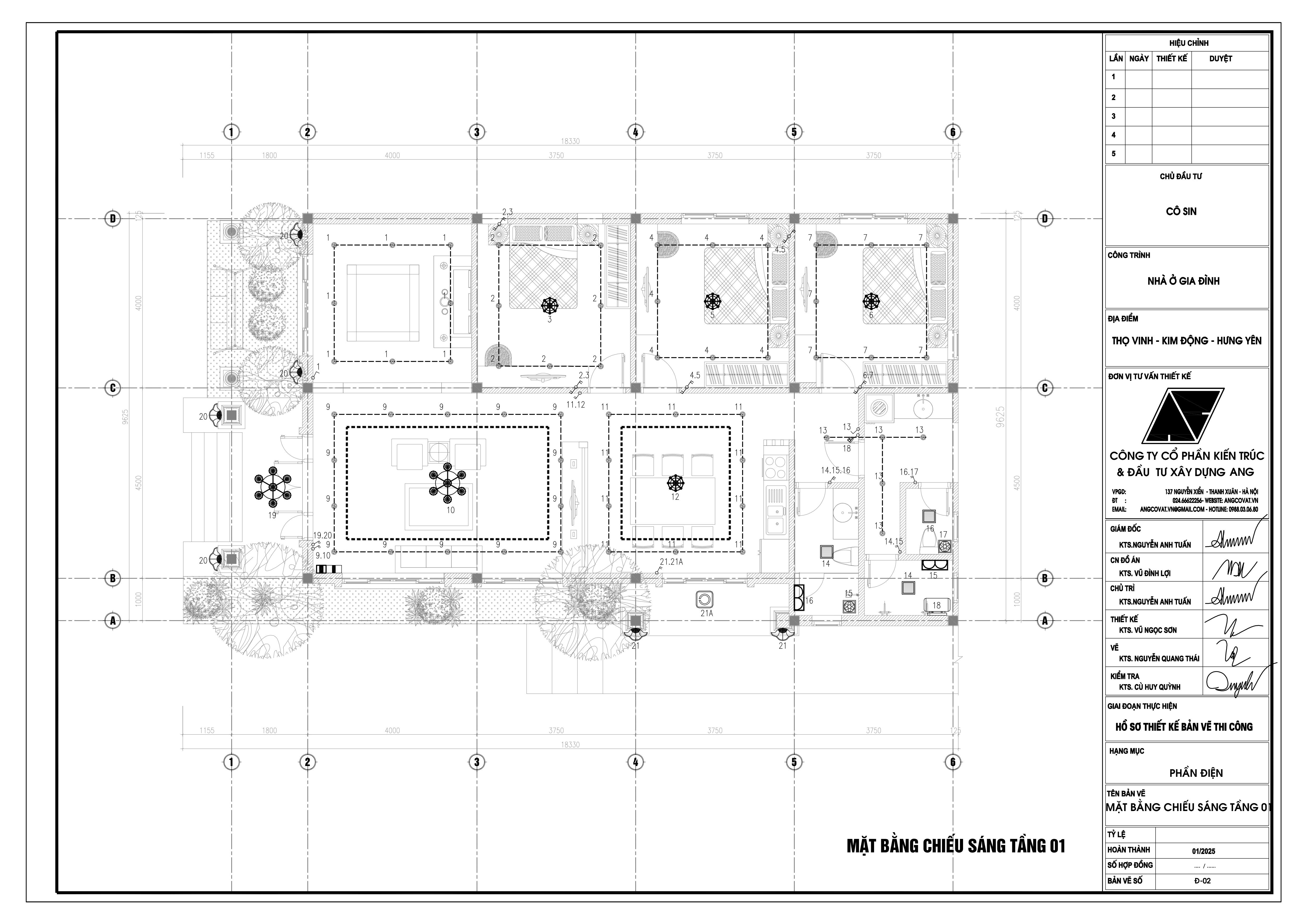 Sơ đồ mặt bằng chiếu sáng tầng 1 nhà cấp 4