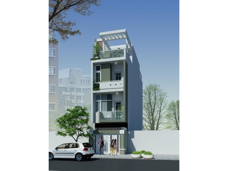 Mẫu nhà 40m2 4 tầng có sân thượng rộng rãi thoáng đãng