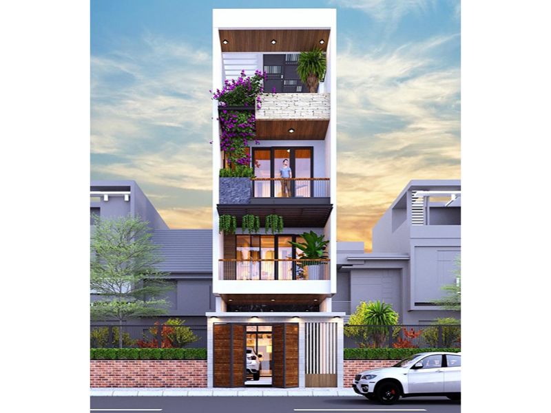 Tư vấn mẫu nhà 40m2 4 tầng sang trọng với tiểu cảnh trang trí đẹp mắt, gần gũi thiên nhiên