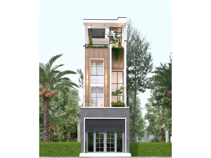 Thiết kế nhà 40m2 4 tầng với các hình khối vuông vức bố trí linh hoạt tạo cái nhìn độc đáo