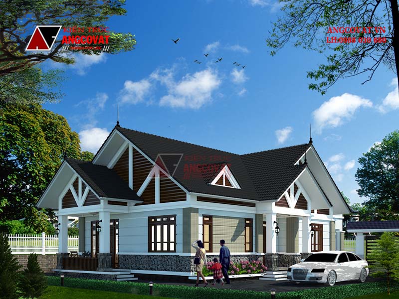 Mẫu nhà cấp 4 mái thái 150m2 đẹp 
