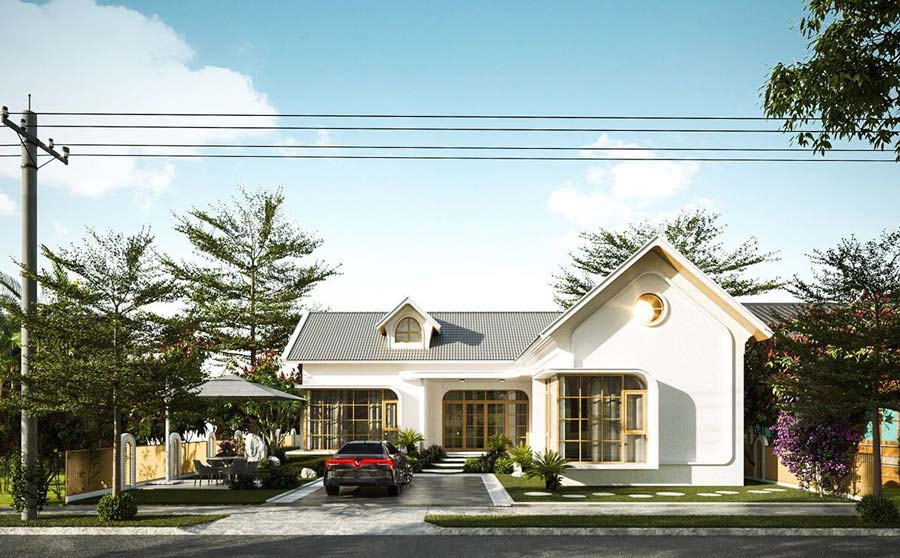 bản vẽ nhà vườn cấp 4 mái thái 150m2 đơn giản giá rẻ 