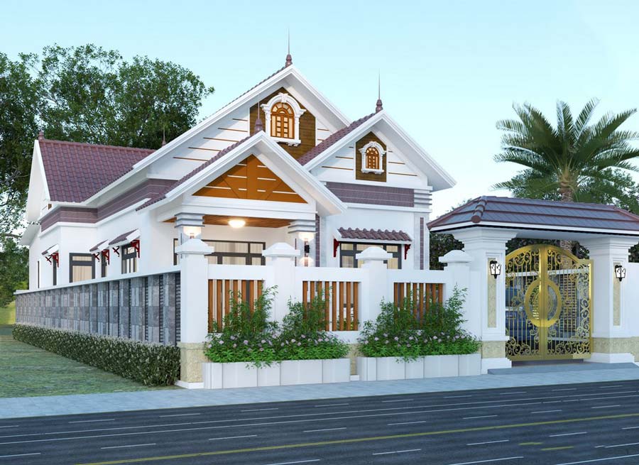 Mẫu nhà cấp 4 mái thái 150m2 đẹp 
