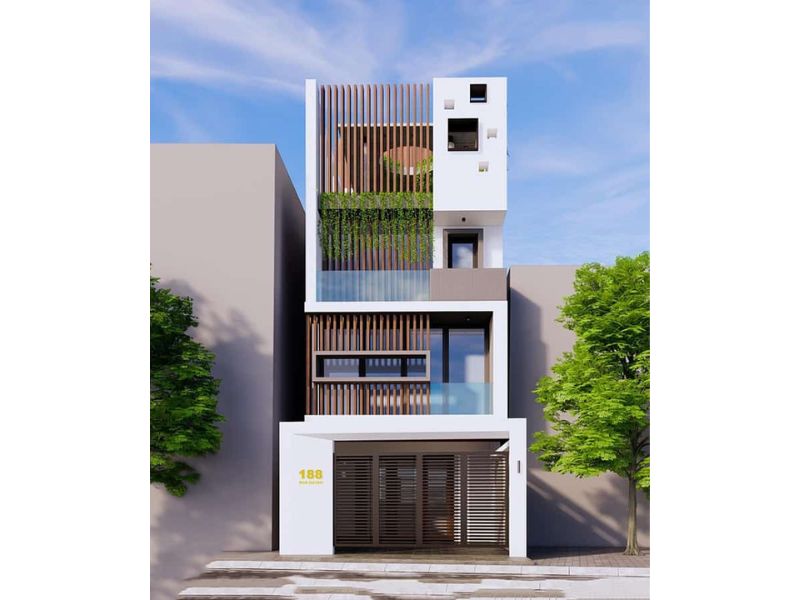 Kiến trúc nhà phố bắt mắt 4 tầng hiện đại