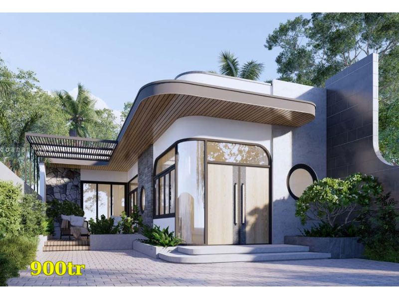 Thiết kế nhà chữ L mái bằng hiện đai 
