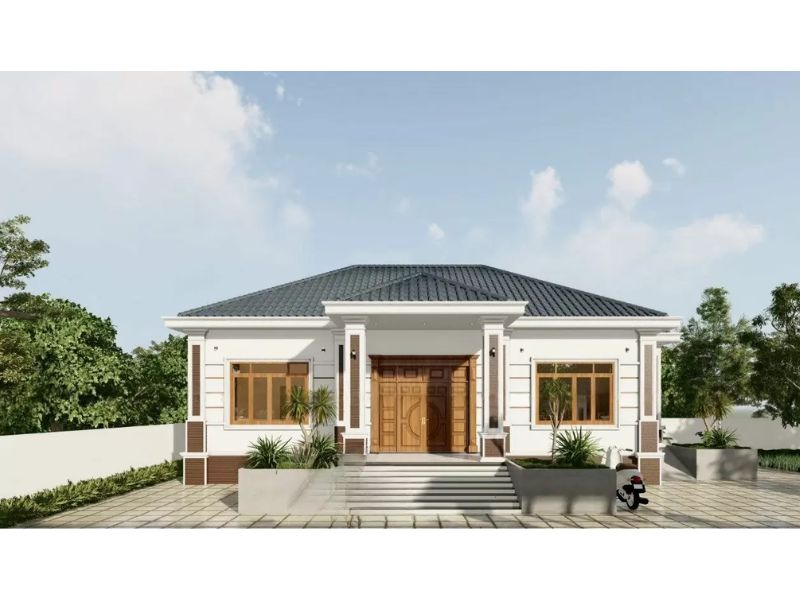 Mặt tiền nhà 1 tầng chi phí 1,37 tỷ thiết kế đăng đối đẹp 