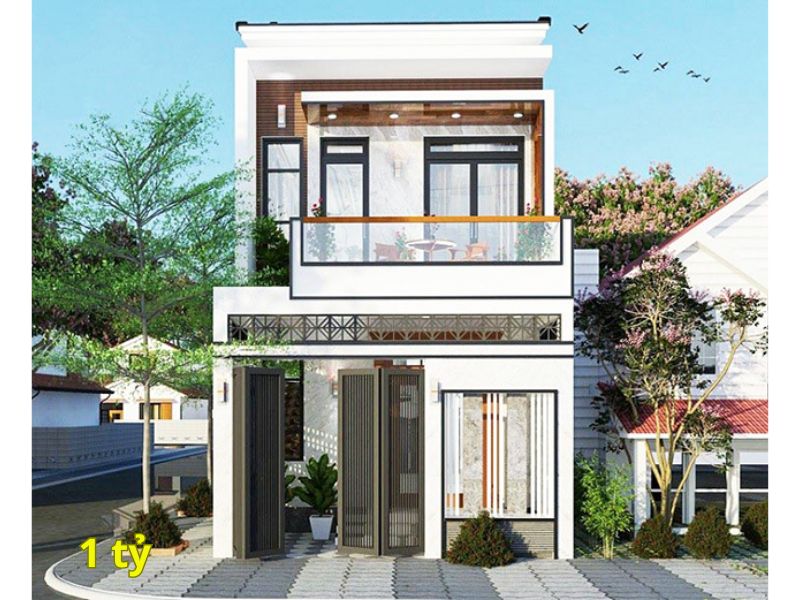 Nhà 2 tầng sử dụng cửa kính tối ưu ánh sáng 