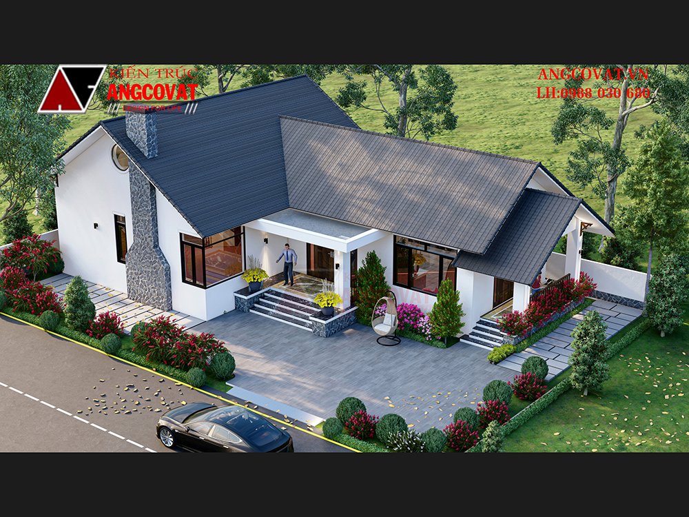 Xây nhà vườn cấp 4 mái Thái thanh thoát 