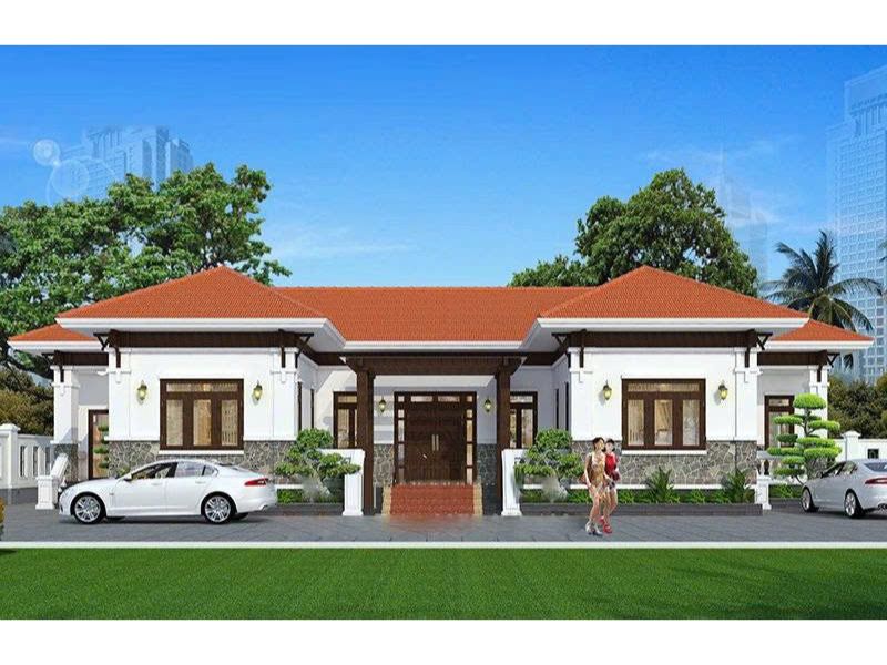 Tham khảo mẫu nhà 5 gian chữ U với bố trí tiểu cảnh sân vườn đẹp, rộng rãi