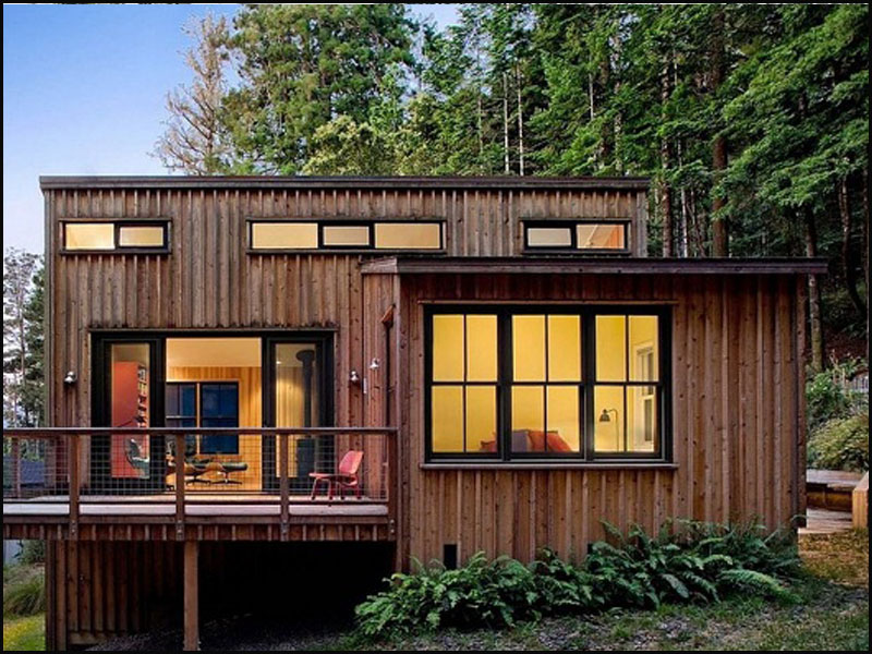 nhà gỗ hiện đại mái bằng