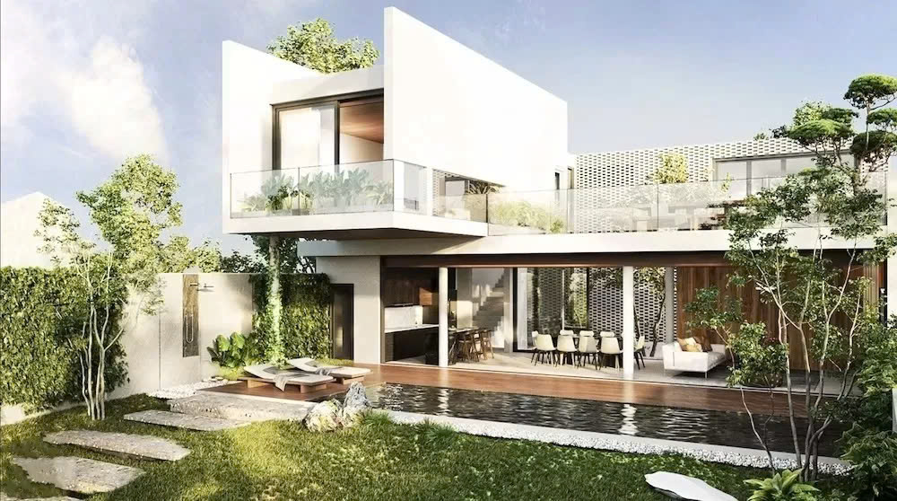Thiết kế biệt thự 2 tầng mini có hồ bơi đẹp 