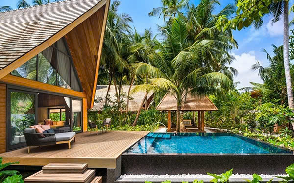 thiết kế nhà vườn nghỉ dưỡng bungalow và hồ bơi 
