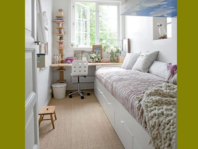 thiết kế phòng ngủ dài hẹp đơn giản