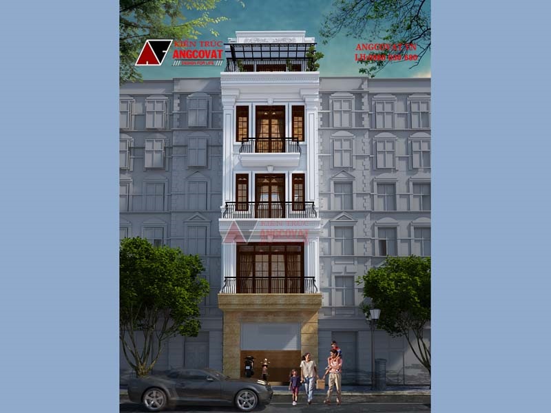 Tìm hiểu đơn giá xây dựng 1m2 nhà ở Hà Nội mẫu thiết kế nhà 5 tầng tân cổ điển