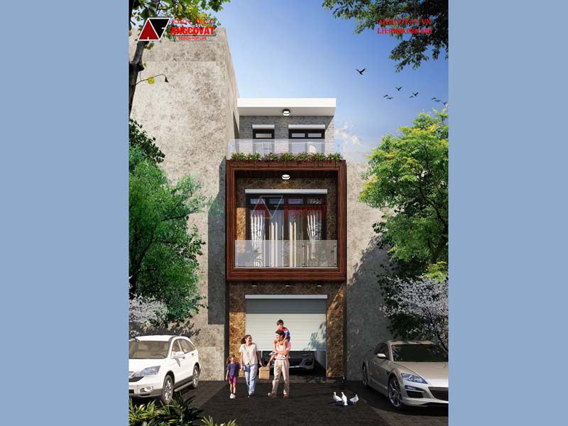 Chi phí xây nhà 1 trệt 2 lầu 50m2 phong cách hiện đại tại Long Biên – Hà Nội – Phối cảnh