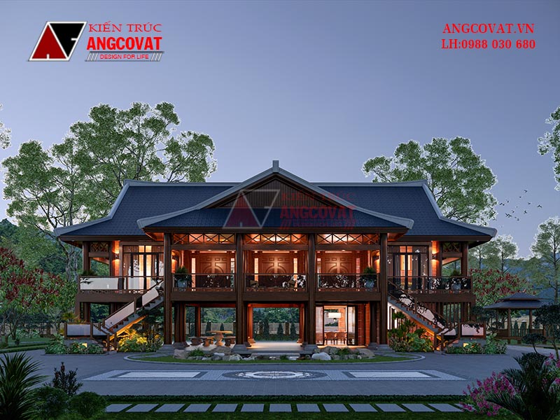 Khám phá nét đẹp hiện đại và bản sắc trong mẫu nhà kiểu Nhật 2 tầng giả gỗ 200m2 ở Bắc Ninh