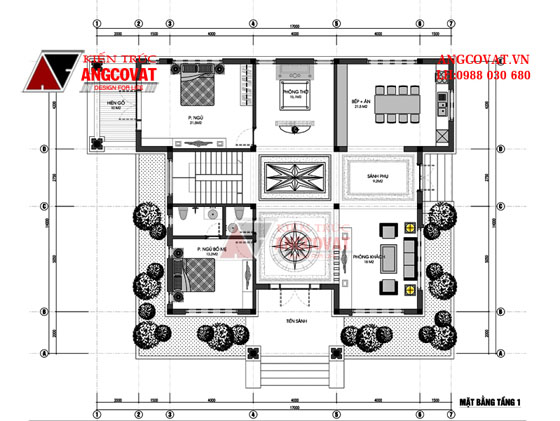 Bản vẽ thiết kế nhà 2 tầng 5 phòng ngủ nông thôn 2022