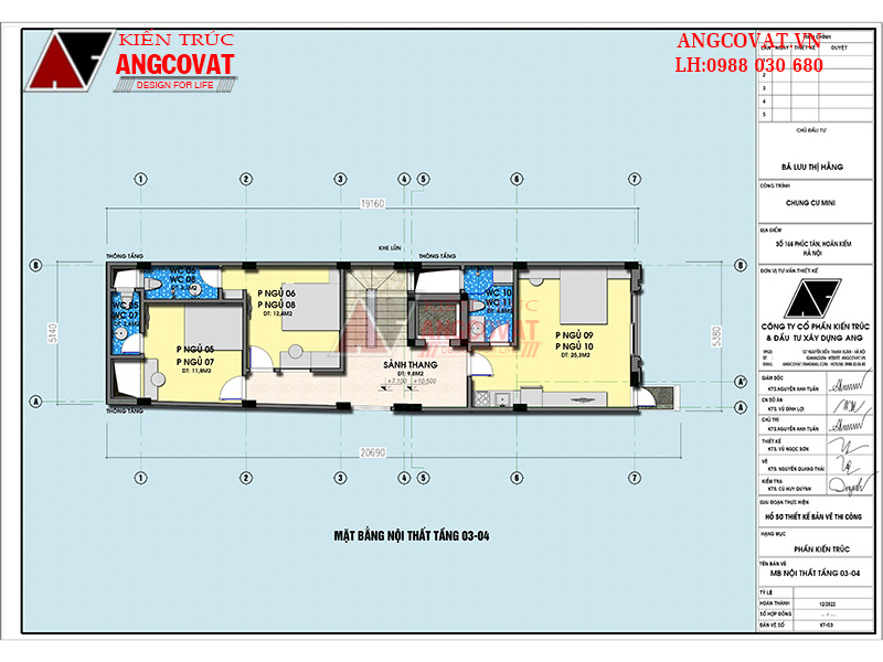 mặt bằng tầng 3,4 thiết kế chung cư min cho thuê tại hà nội 100m2